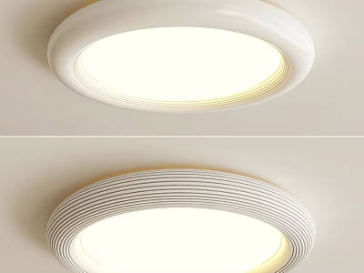 Stylish Modern Round Ceiling Light with Smooth and Striped Edge Designs 3d model