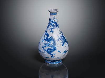 Blue And White Dragon Ceramic Vase For Home Furniture Decoration 3d model