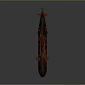 Red And Black Submarine With Conning Tower And Propeller Detailed Structure