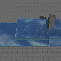 Water Fountain With Square Base Circular Design And Decorative Texture On Grid Platform