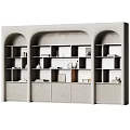 Modern Grey Bookshelf Interior With Open Shelves Books And Decorative Lamp
