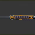 Futuristic Submachine Gun With Yellow Body Purple Grips And Gray Magazine Design