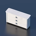 Modern Minimalist White Desk With Metal Handle Drawers And Smooth Surface On Dark Background