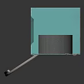 Turquoise Square Industrial Equipment with Circular Door Transparent Window Control Panel and Labels