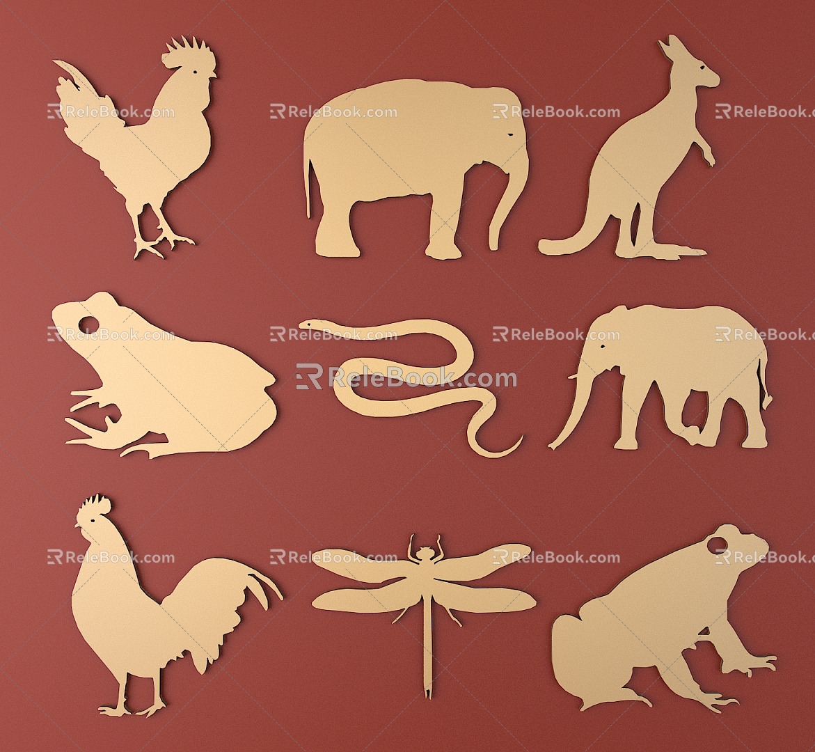 Animal silhouette metal carved animal pattern 3d model