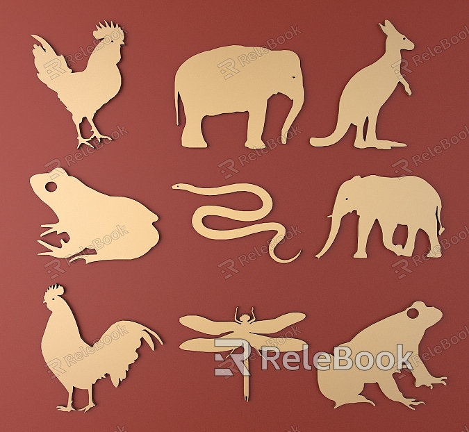 Animal silhouette metal carved animal pattern model