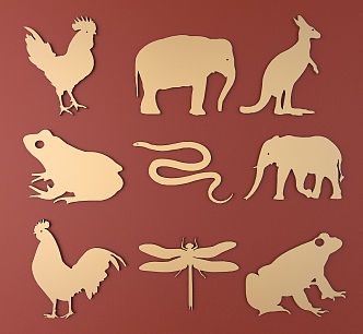 Animal silhouette metal carved animal pattern 3d model