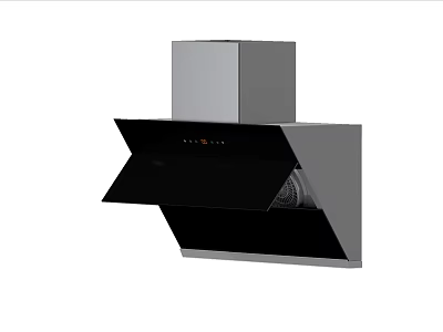 Modern Stainless Steel Kitchen Range Hood With Black Panel And Control Panel Design 3d model