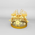 Golden Filigree Tiara with Floral Patterns Pearl Accents and Butterfly Decorations