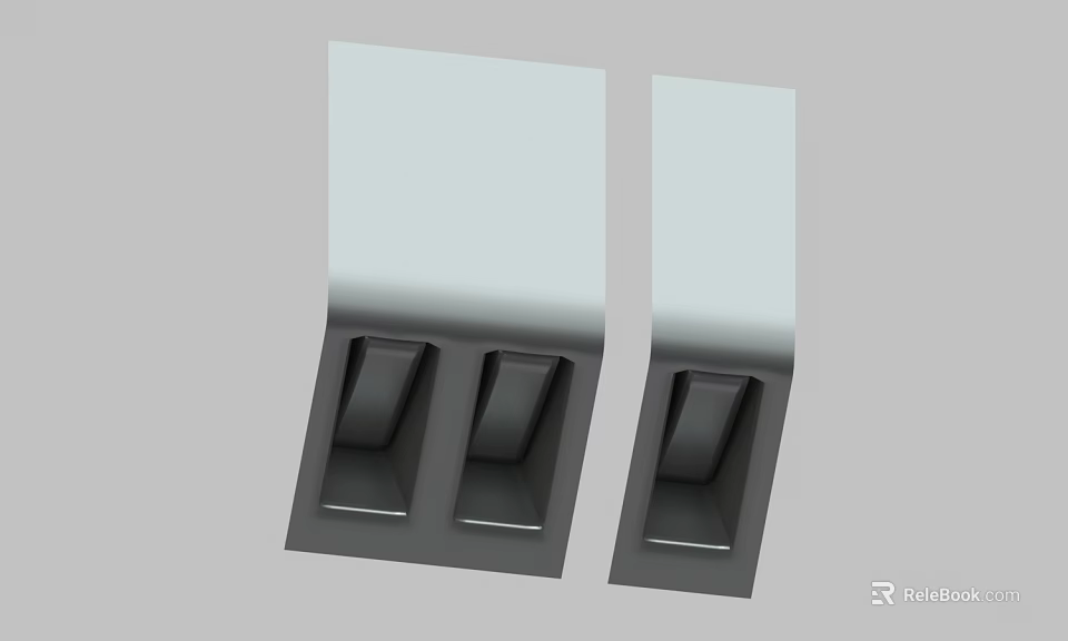 Two Silver Gray Metal Components With Symmetrical Grooved Structure And Smooth Surface Design 3d model 