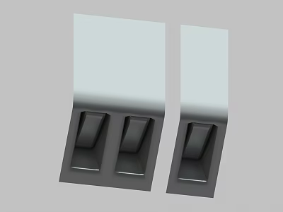 Two Silver Gray Metal Components With Symmetrical Grooved Structure And Smooth Surface Design 3d model