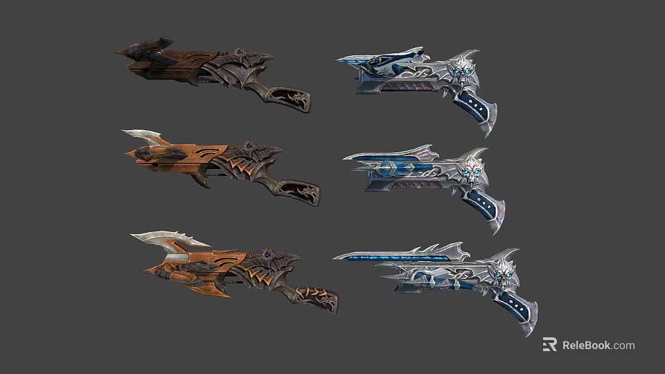 Futuristic Weapons With Ornate Details And Varied Colorful Designs 3d model 