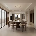 Modern Living Dining Room Interior With Open Layout Sofa Dining Table And Pendant Light