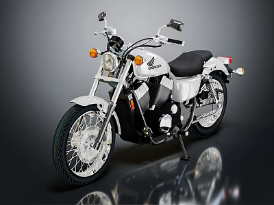 Classic White Motorcycle With Round Headlight Black Seat And Chrome Details 3d model