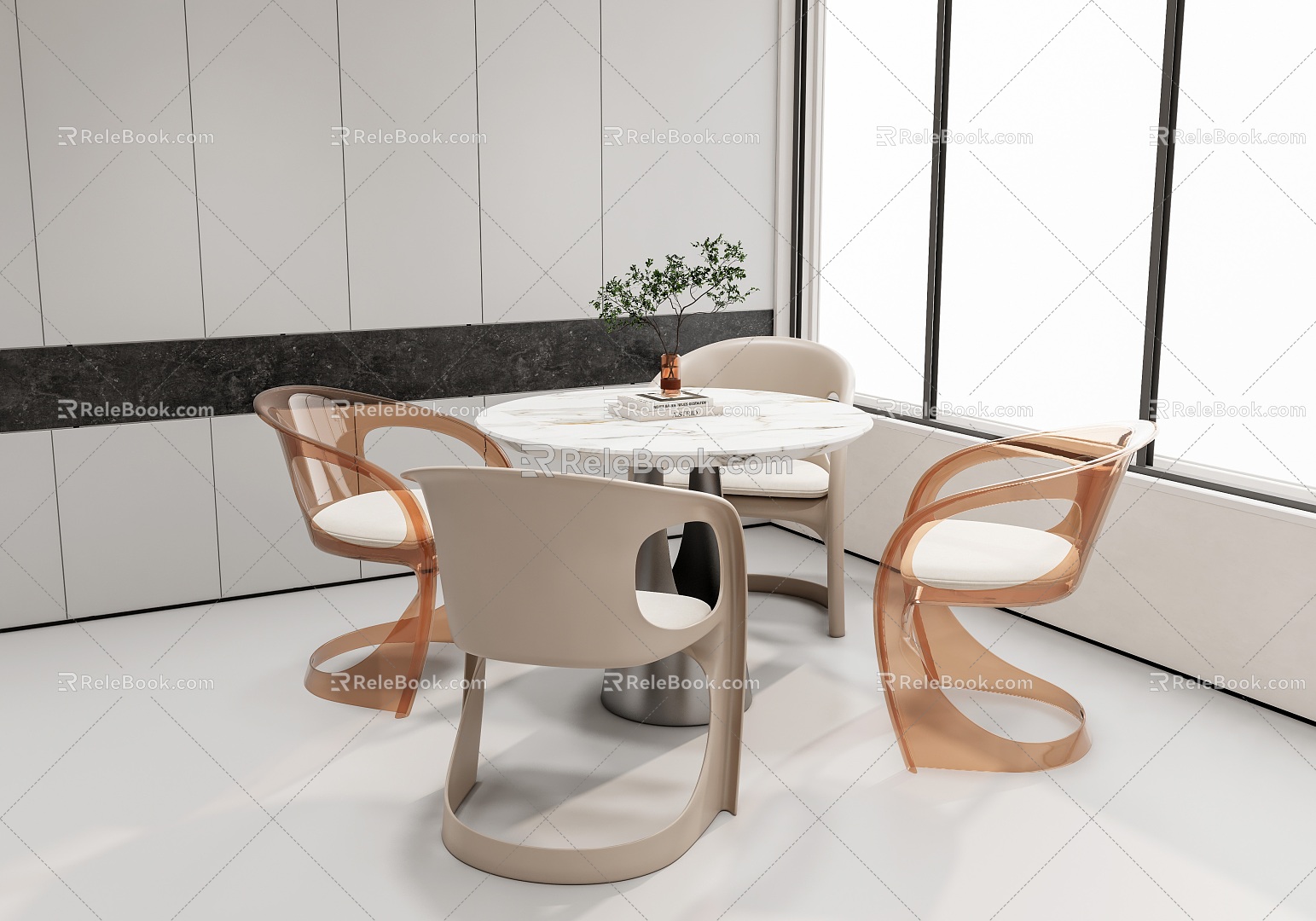 Modern four-person leisure table and chair negotiation table and chair 3d model