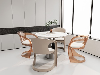 Modern four-person leisure table and chair negotiation table and chair 3d model