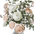 Beautiful Glass Vase with Pink and White Roses and Eucalyptus Leaves for Home Decor