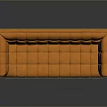 Vibrant Orange Modern Tufted Sofa With Square Stitching And Wooden Legs