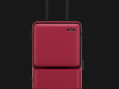 Red Leather Travel Luggage With Dual Wheels And Black Telescopic Handle 3d model