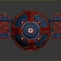 Sci Fi Mechanical Device With Red Blue Spherical Body Intricate Textures And Glowing Details