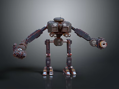 Industrial Mechanical Robot With Robotic Arms Legs And Metal Structure 3d model