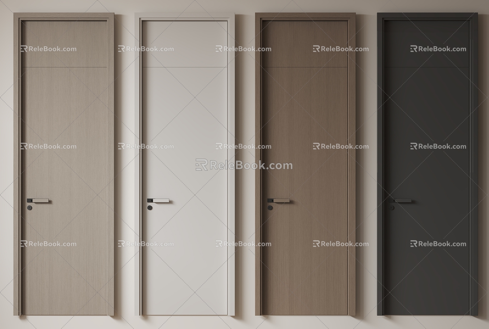 Modern Minimalist Single Door Room Door Bedroom Door Handler Door Flat Door Solid Wooden Door Kitchen Toilet Door 3d model