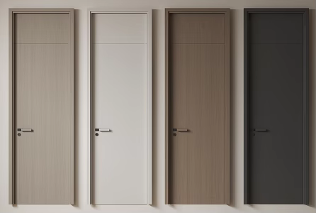 Modern Minimalist Single Door Room Door Bedroom Door Handler Door Flat Door Solid Wooden Door Kitchen Toilet Door 3d model