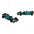 Teal Race Car Models With Sleek Design And Black Accents On White Background