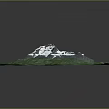 Snow Covered Central Terrain Surrounded by Lush Green Vegetation and River Like Textures
