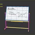Wooden Stone Whiteboard Stand For Brainstorm Ideas And Solution Charts 3d model