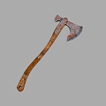 Vintage Rusty Axe With Carved Wooden Handle And Metal Head Design