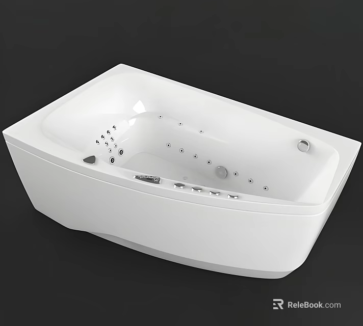 Modern White Freestanding Bathtub With Massage Jets And Sleek Design 3d model 