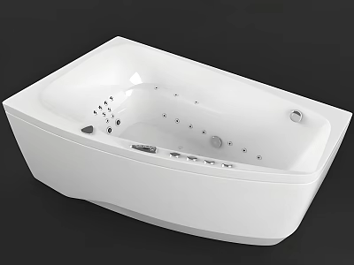 Modern White Freestanding Bathtub With Massage Jets And Sleek Design 3d model