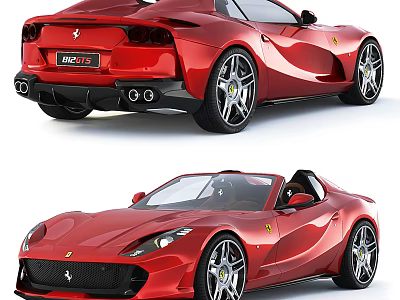 Red Ferrari 812 GTS Convertible Sports Car Showcase 3d model