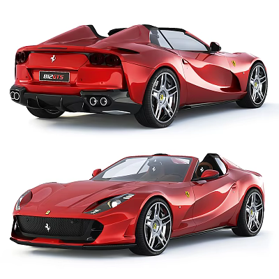 Red Ferrari 812 GTS Convertible Sports Car Showcase 3d model Red Ferrari 812 GTS Convertible Sports Car Showcase 3d model