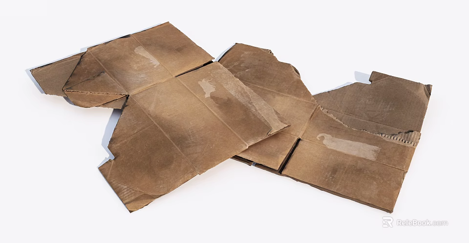 Damaged Brown Cardboard Boxes With Torn Surfaces And Used Packaging Materials 3d model
