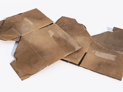 Damaged Brown Cardboard Boxes With Torn Surfaces And Used Packaging Materials 3d model