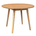 Minimalist Wooden Round Dining Table With Thin Legs And Natural Texture 3d model