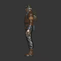3D Human Character Explorer With Brown Jacket Tactical Gear And Backpack 3d model