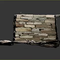 Ancient Stone Wall Corner with Stacked Stones and Scattered Debris on Ground