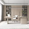 Modern Study Desk Writing Desk Bookcase Bookshelf Display Locker Study Chandelier 3d model