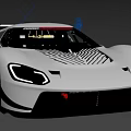 Sleek White Race Car With Aerodynamic Design Black Stripes And Stylish Front Headlights