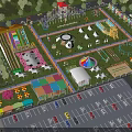 Scenic Amusement Park Featuring Colorful Slides Panda Shaped Rides Green Lawns And Parking Lot