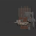 Industrial Scenery Components With Brick Walls Metal Panels Pipes And Equipment