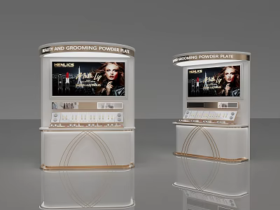 Elegant Modern Cosmetic Display Shelves With Digital Screen For Makeup Brand Showcase 3d model