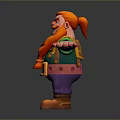 Cartoon Character With Red Hair And Braided Orange Beard Green Shirt Purple Pants Arms Outstretched