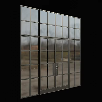 glass wall glass door 3d model