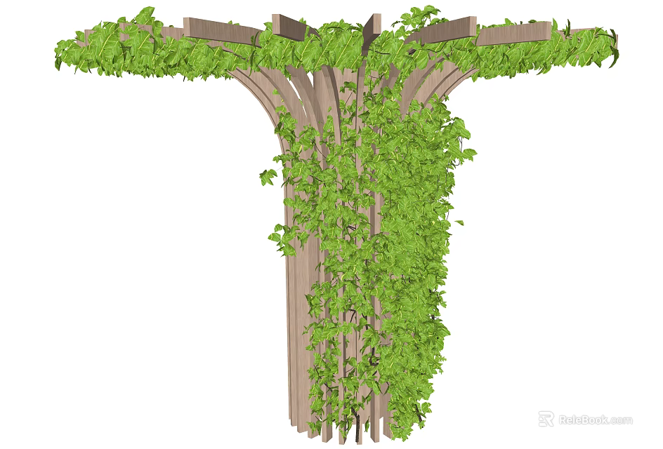 Lush Green Vines Covering Wooden Arbor Structure For Outdoor Garden Decoration 3d model 