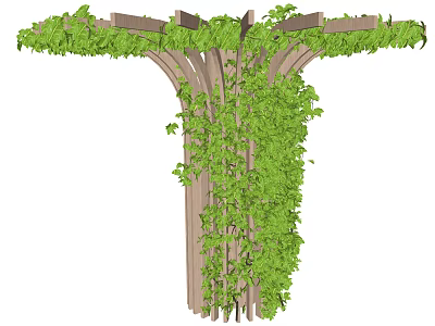 Lush Green Vines Covering Wooden Arbor Structure For Outdoor Garden Decoration 3d model