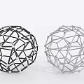 Geometric Spherical Decorative Ornament Set With Black And Silver Metal Frames